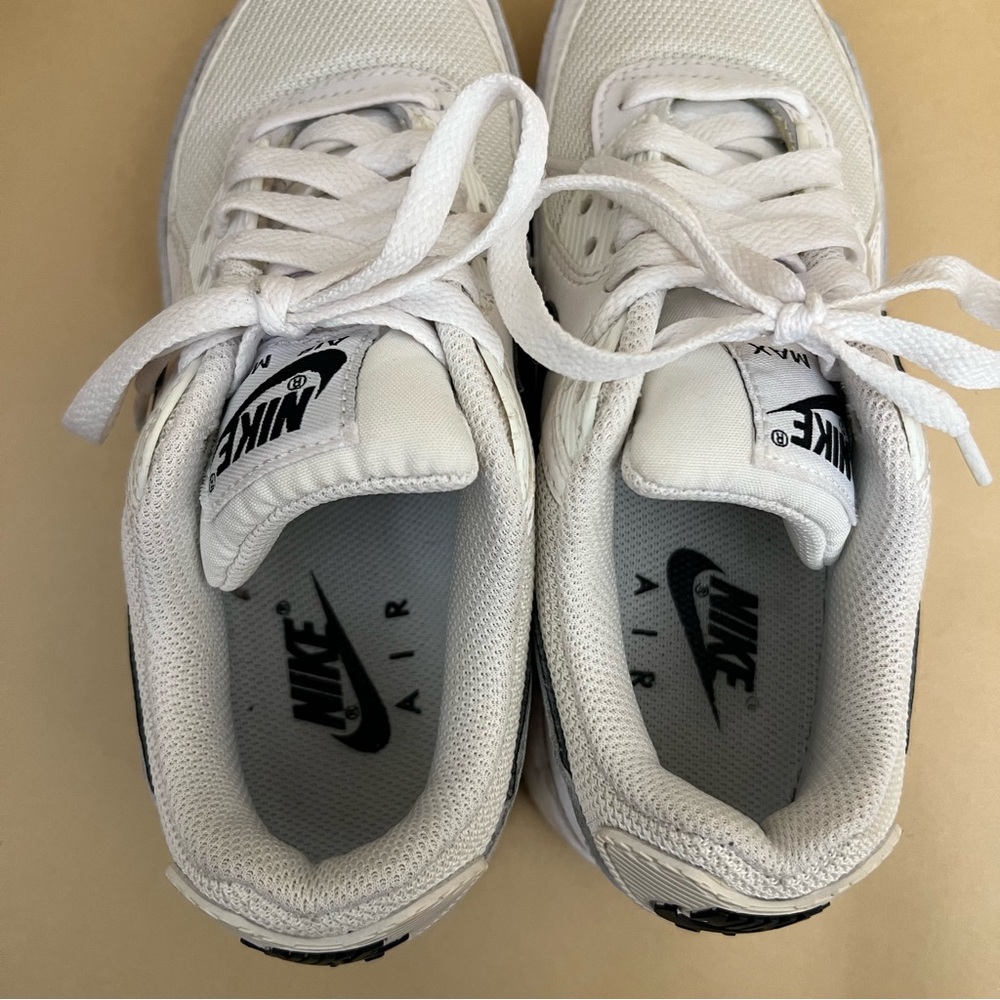 Nike Air Max 90 White Black Leather Mesh Low Top Sneakers Women’s 5 - Picture 10 of 11